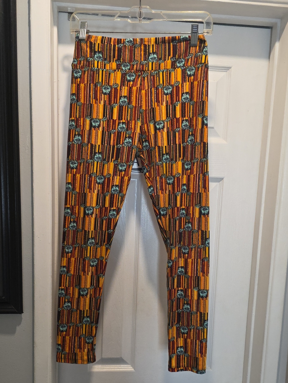 Yellow Patterned Stretch Leggings